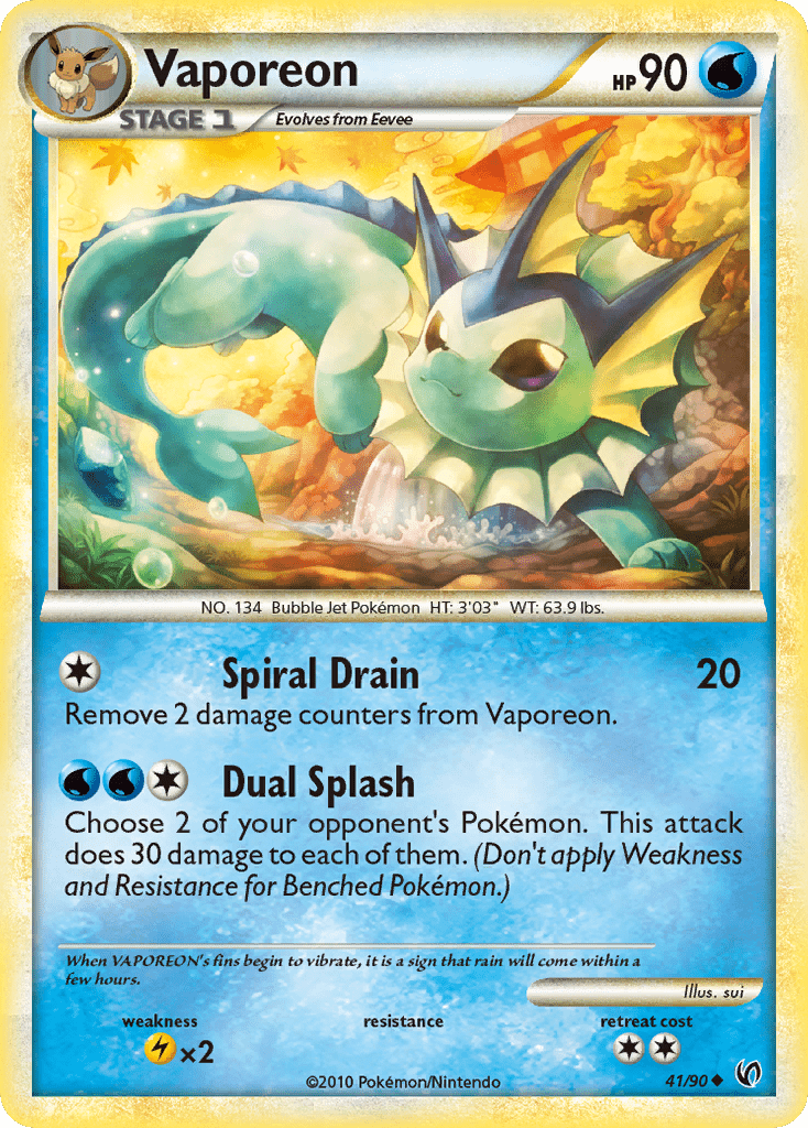 Vaporeon (41/90) [HeartGold & SoulSilver: Undaunted] Pokemon Single Pokémon  | Multizone: Comics And Games