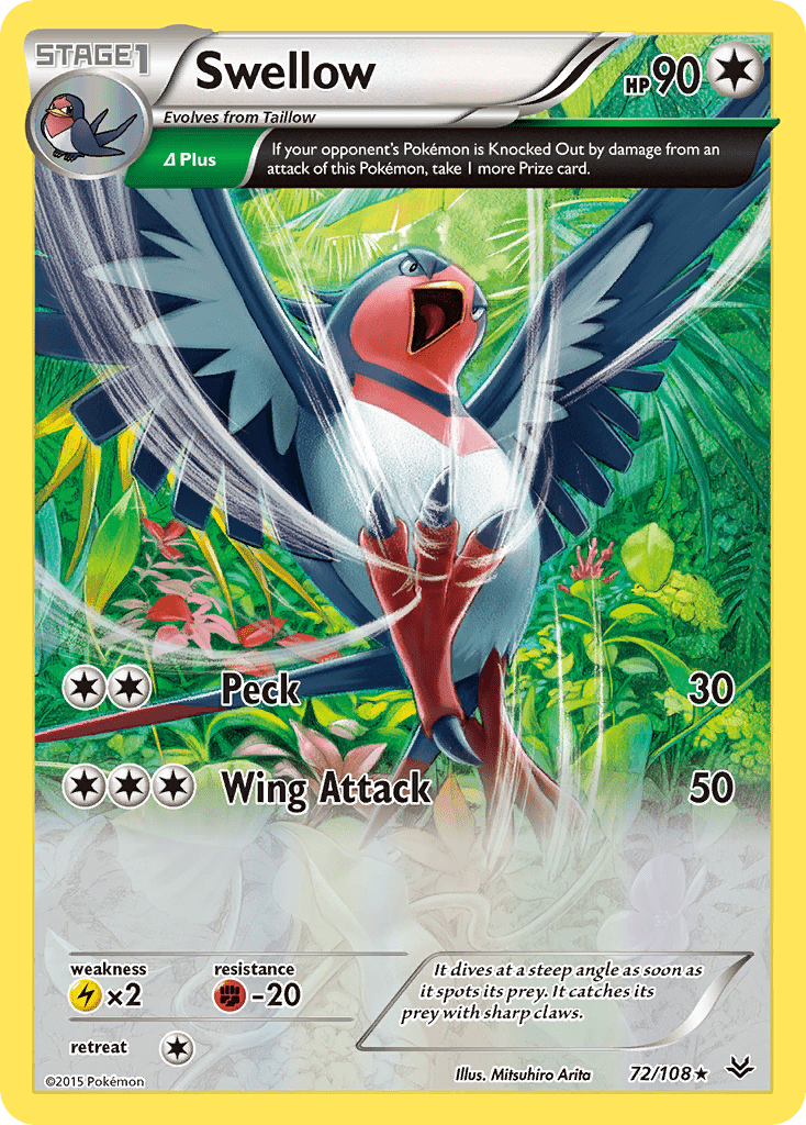 Swellow (72/108) [XY: Roaring Skies] Pokemon Single Pokémon  | Multizone: Comics And Games