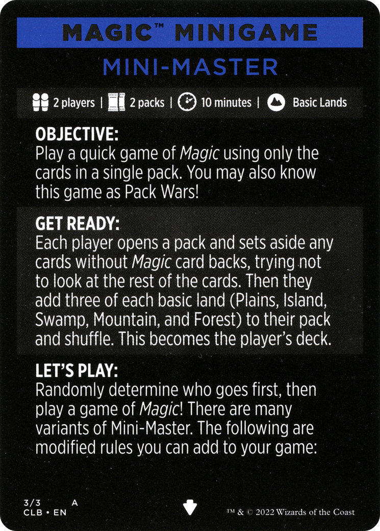 Mini-Master (Magic Minigame) [Commander Legends: Battle for Baldur's Gate Minigame] MTG Single Magic: The Gathering  | Multizone: Comics And Games