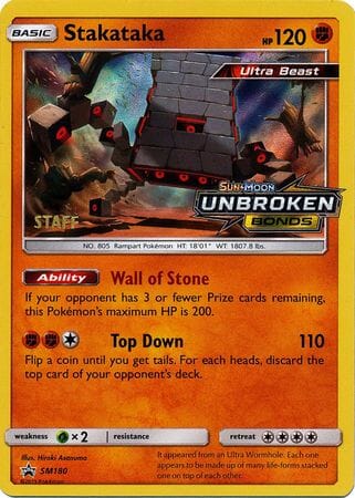Stakataka (SM180) (Staff Prerelease Promo) [Sun & Moon: Black Star Promos] Pokemon Single Pokémon  | Multizone: Comics And Games
