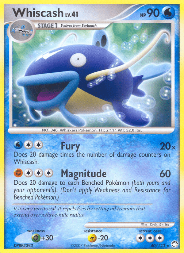 Whiscash (40/123) [Diamond & Pearl: Mysterious Treasures] Pokemon Single Pokémon  | Multizone: Comics And Games