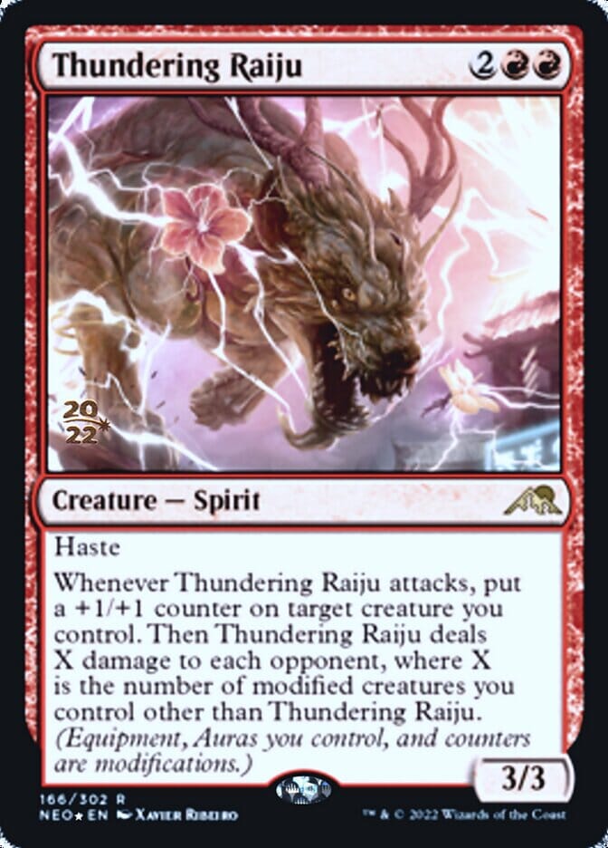 Thundering Raiju [Kamigawa: Neon Dynasty Prerelease Promos] MTG Single Magic: The Gathering  | Multizone: Comics And Games