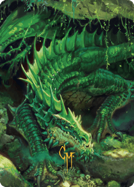 Lurking Green Dragon Art Card (Gold-Stamped Signature) [Commander Legends: Battle for Baldur's Gate Art Series] MTG Single Magic: The Gathering  | Multizone: Comics And Games