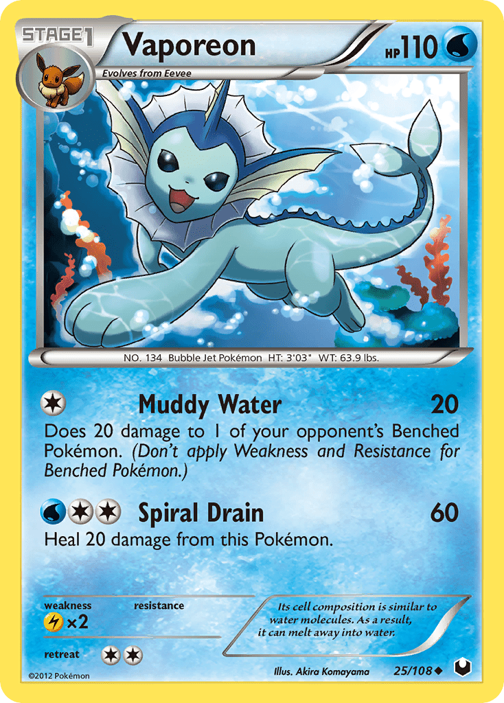 Vaporeon (25/108) [Black & White: Dark Explorers] Pokemon Single Pokémon  | Multizone: Comics And Games