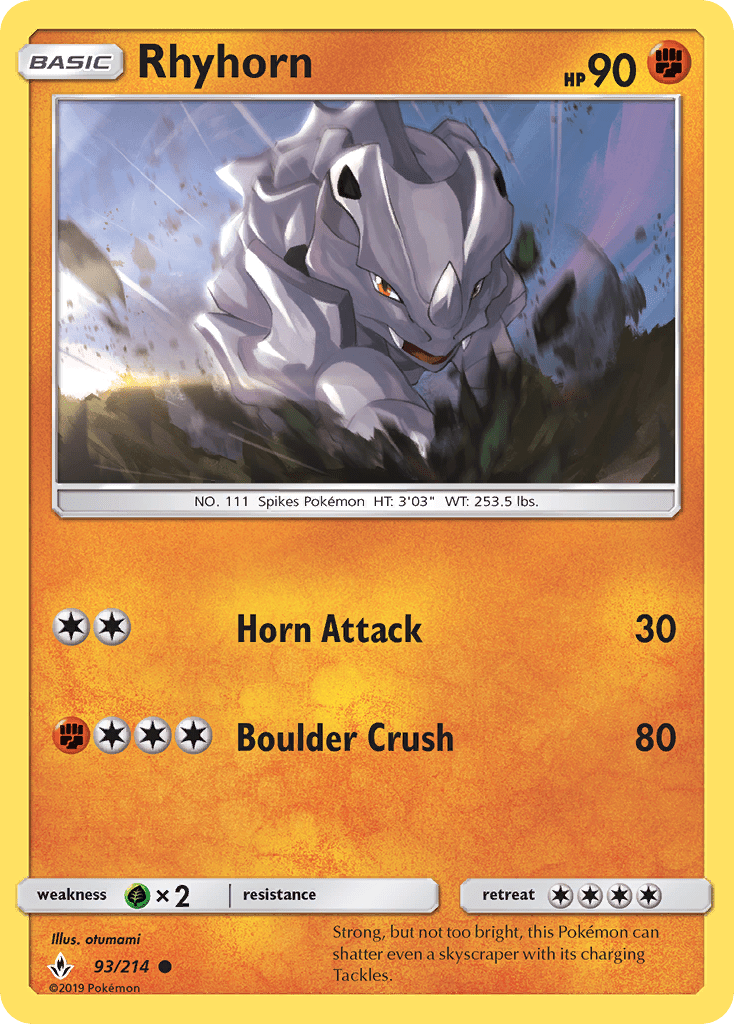 Rhyhorn (93/214) [Sun & Moon: Unbroken Bonds] Pokemon Single Pokémon  | Multizone: Comics And Games