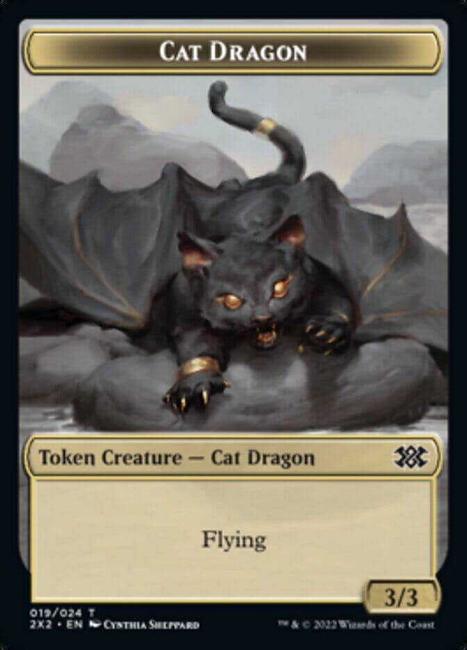 Cat Dragon // Spirit Double-sided Token [Double Masters 2022 Tokens] | Multizone: Comics And Games