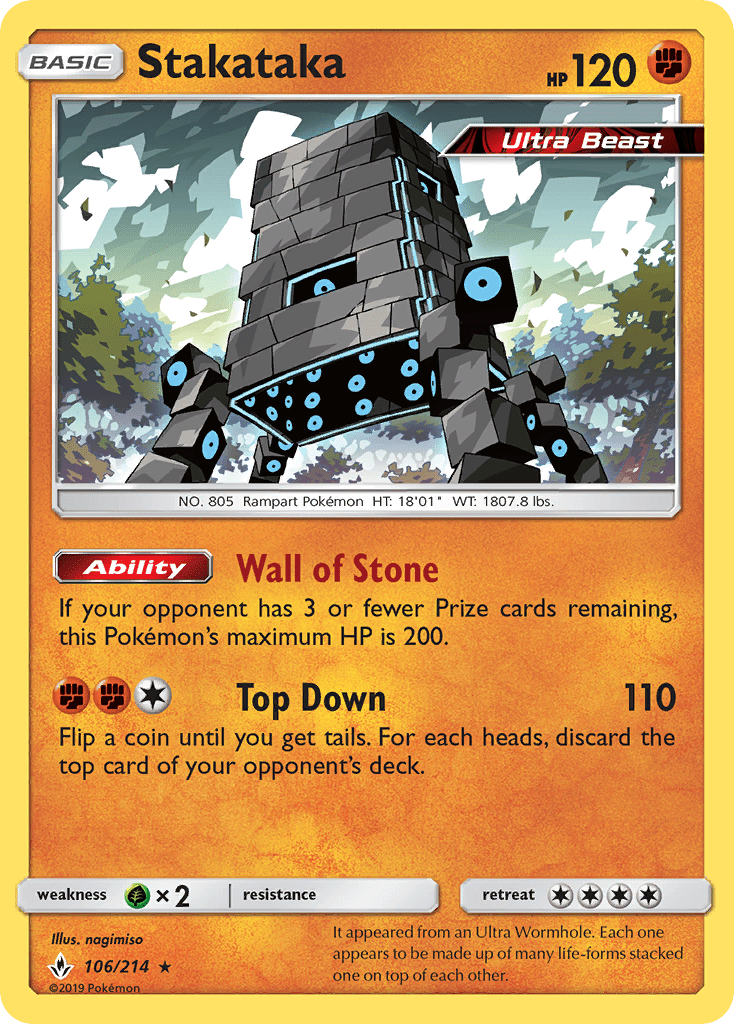 Stakataka (106/214) [Sun & Moon: Unbroken Bonds] Pokemon Single Pokémon  | Multizone: Comics And Games
