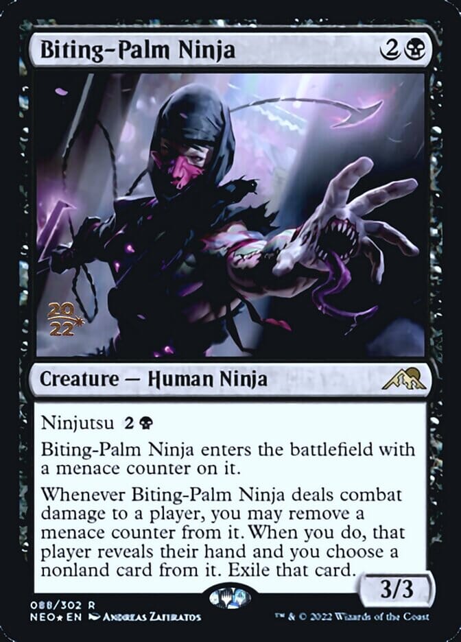 Biting-Palm Ninja [Kamigawa: Neon Dynasty Prerelease Promos] MTG Single Magic: The Gathering  | Multizone: Comics And Games