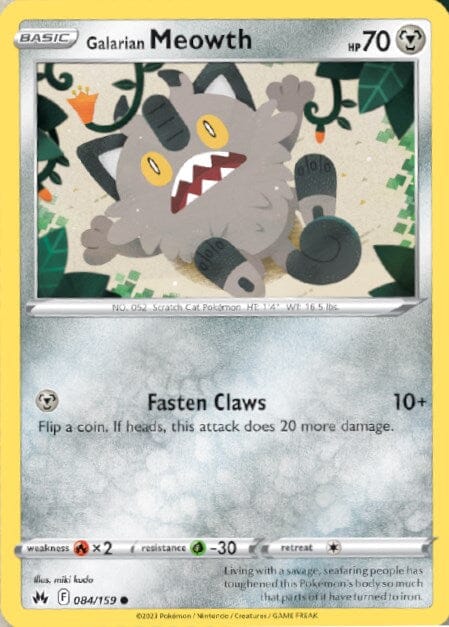 Galarian Meowth (084/159) [Sword & Shield: Crown Zenith] Pokemon Single Pokémon  | Multizone: Comics And Games