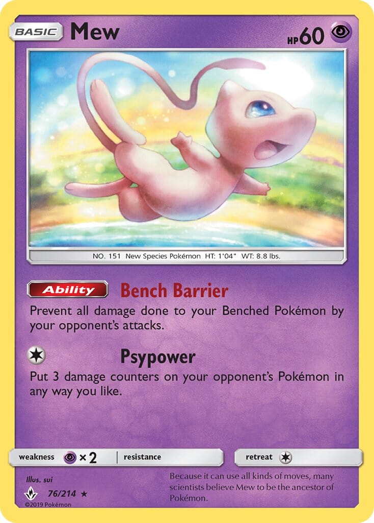 Mew (76/214) (Theme Deck Exclusive) [Sun & Moon: Unbroken Bonds] Pokemon Single Pokémon  | Multizone: Comics And Games
