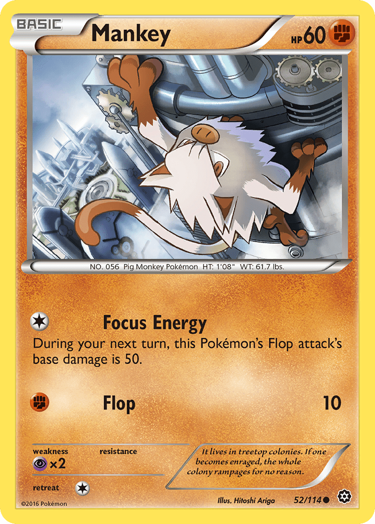 Mankey (52/114) [XY: Steam Siege] Pokemon Single Pokémon  | Multizone: Comics And Games