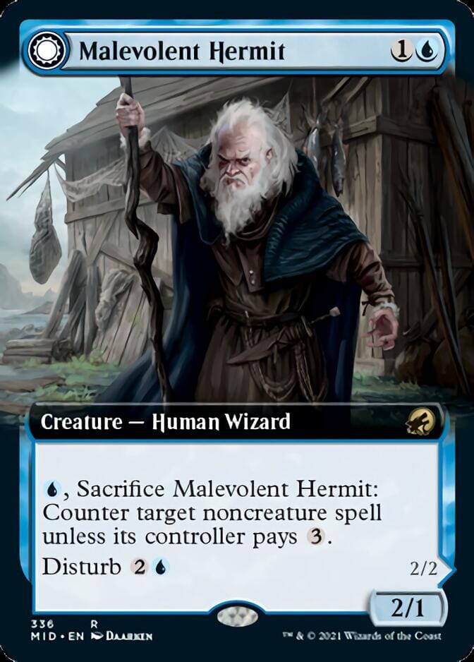 Malevolent Hermit // Benevolent Geist (Extended) [Innistrad: Midnight Hunt] MTG Single Magic: The Gathering  | Multizone: Comics And Games