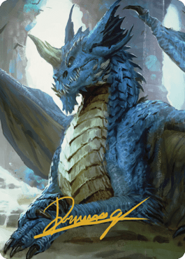 Young Blue Dragon Art Card (Gold-Stamped Signature) [Commander Legends: Battle for Baldur's Gate Art Series] MTG Single Magic: The Gathering  | Multizone: Comics And Games