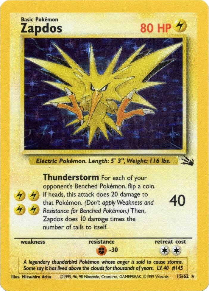 Zapdos (15/62) [Fossil Unlimited] Pokemon Single Pokémon  | Multizone: Comics And Games