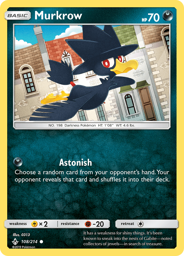 Murkrow (108/214) [Sun & Moon: Unbroken Bonds] Pokemon Single Pokémon  | Multizone: Comics And Games