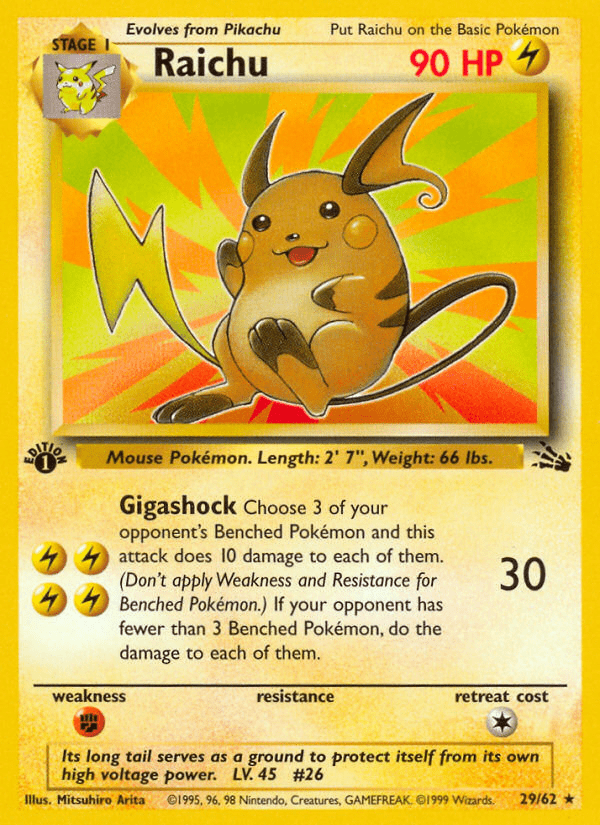 Raichu (29/62) [Fossil 1st Edition] Pokemon Single Pokémon  | Multizone: Comics And Games