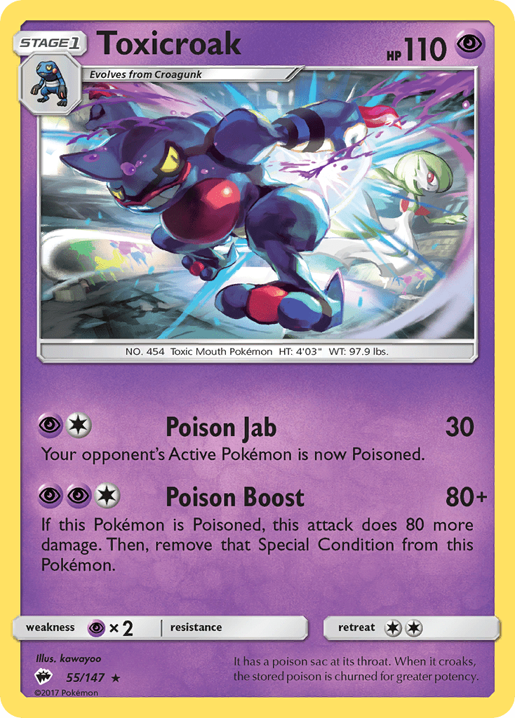 Toxicroak (55/147) [Sun & Moon: Burning Shadows] Pokemon Single Pokémon  | Multizone: Comics And Games