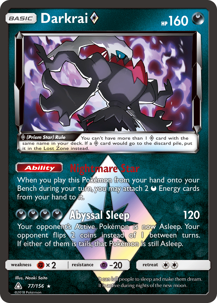 Darkrai (77/156) (Prism Star) [Sun & Moon: Ultra Prism] Pokemon Single Pokémon  | Multizone: Comics And Games