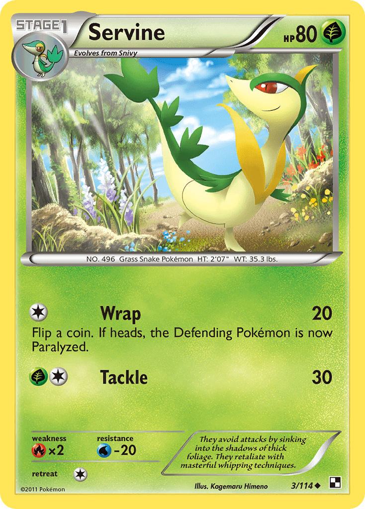 Servine (3/114) [Black & White: Base Set] Pokemon Single Pokémon  | Multizone: Comics And Games