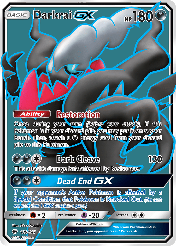 Darkrai GX (139/147) [Sun & Moon: Burning Shadows] Pokemon Single Pokémon  | Multizone: Comics And Games