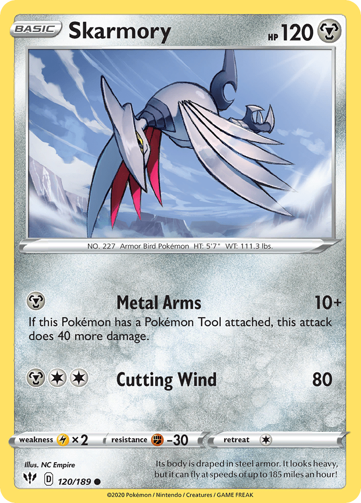 Skarmory (120/189) [Sword & Shield: Darkness Ablaze] Pokemon Single Pokémon  | Multizone: Comics And Games