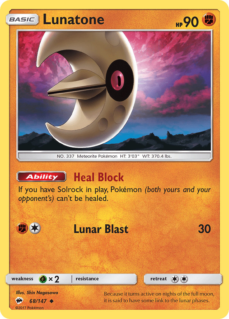 Lunatone (68/147) [Sun & Moon: Burning Shadows] Pokemon Single Pokémon  | Multizone: Comics And Games