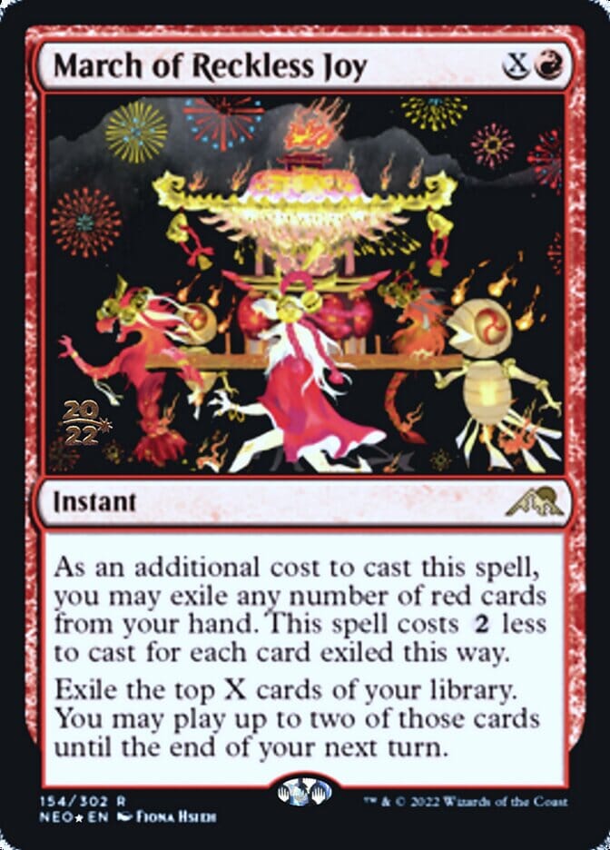March of Reckless Joy [Kamigawa: Neon Dynasty Prerelease Promos] MTG Single Magic: The Gathering  | Multizone: Comics And Games