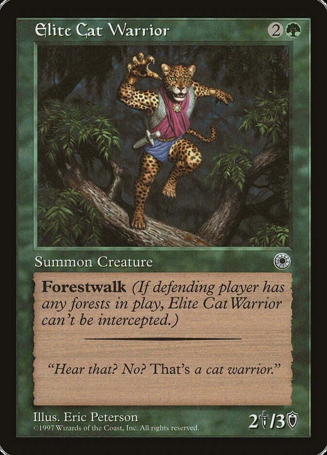 Elite Cat Warrior (With Flavor Text) [Portal] MTG Single Magic: The Gathering  | Multizone: Comics And Games