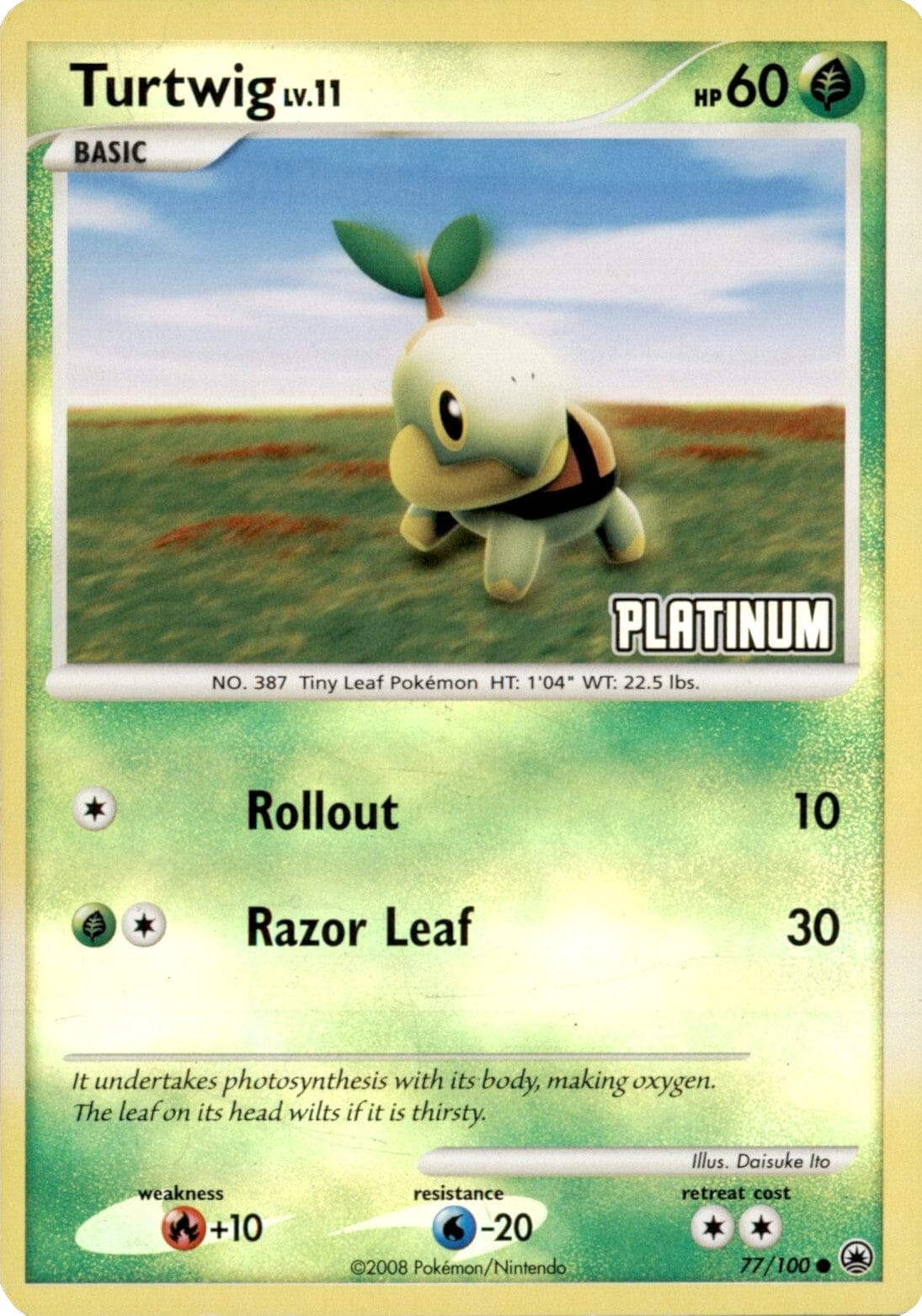 Turtwig LV.11 (77/100) (Platinum) [Burger King Promos: 2008 Collection] Pokemon Single Pokémon  | Multizone: Comics And Games