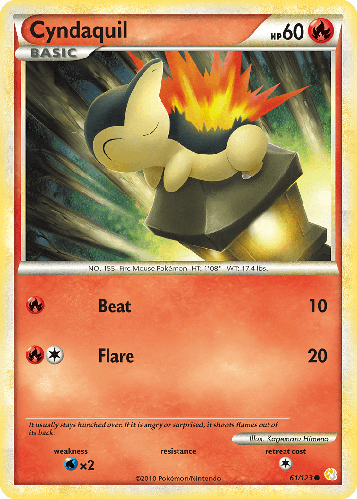 Cyndaquil (61/123) [HeartGold & SoulSilver: Base Set] Pokemon Single Pokémon  | Multizone: Comics And Games