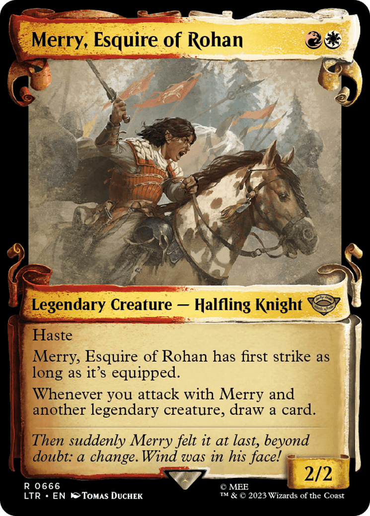 Merry, Esquire of Rohan [The Lord of the Rings: Tales of Middle-Earth Showcase Scrolls] MTG Single Magic: The Gathering  | Multizone: Comics And Games