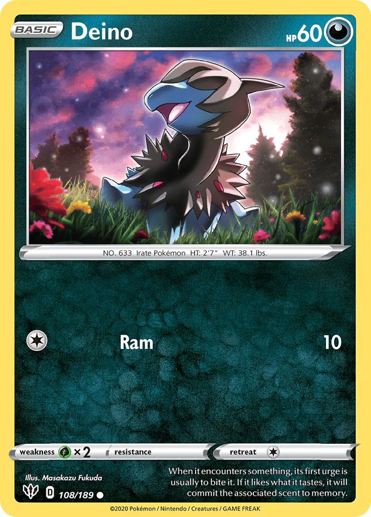 Deino (108/189) [Sword & Shield: Darkness Ablaze] Pokemon Single Pokémon  | Multizone: Comics And Games