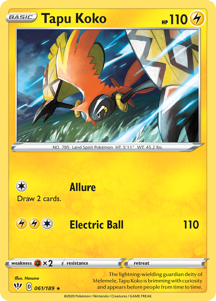 Tapu Koko (061/189) [Sword & Shield: Darkness Ablaze] Pokemon Single Pokémon  | Multizone: Comics And Games