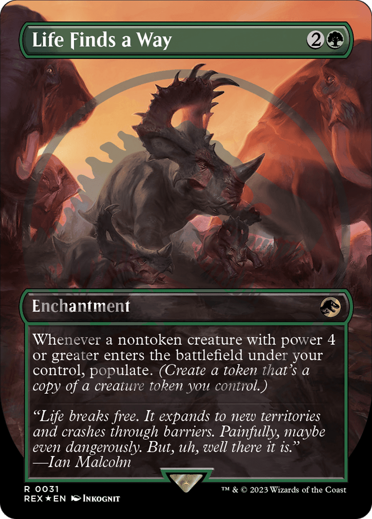 Life Finds a Way Emblem (Borderless) [Jurassic World Collection Tokens] MTG Single Magic: The Gathering  | Multizone: Comics And Games