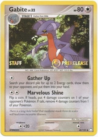 Gabite (48/123) (Staff Prerelease Promo) [Diamond & Pearl: Black Star Promos] Pokemon Single Pokémon  | Multizone: Comics And Games