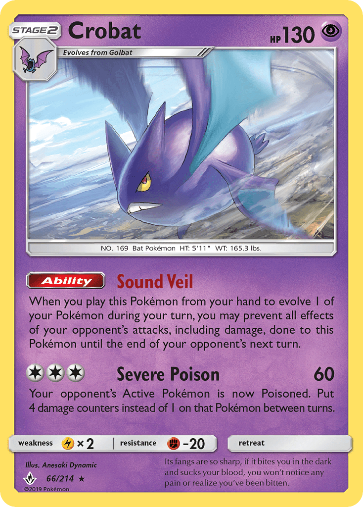 Crobat (66/214) [Sun & Moon: Unbroken Bonds] Pokemon Single Pokémon  | Multizone: Comics And Games