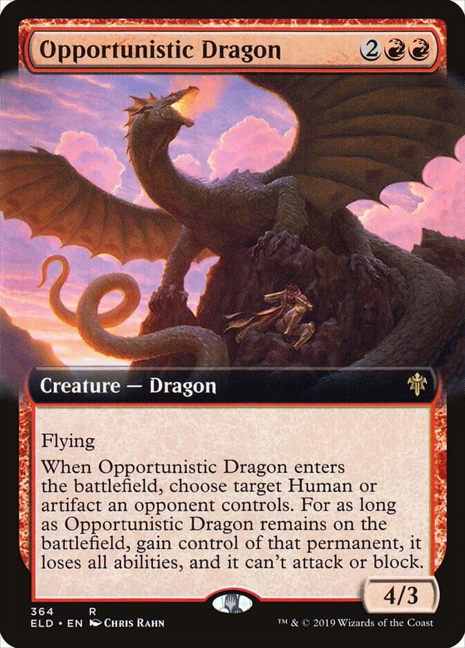 Opportunistic Dragon (Extended Art) [Throne of Eldraine] MTG Single Magic: The Gathering  | Multizone: Comics And Games