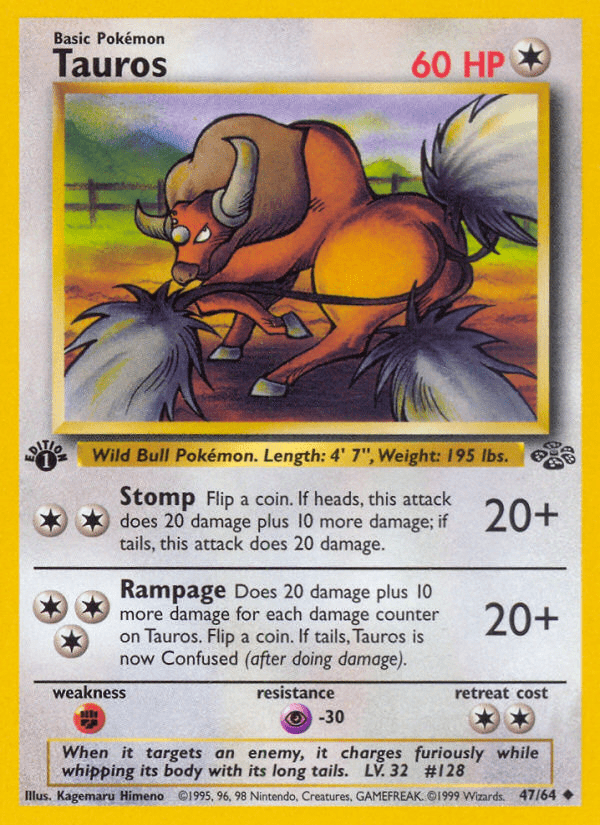 Tauros (47/64) [Jungle 1st Edition] Pokemon Single Pokémon  | Multizone: Comics And Games