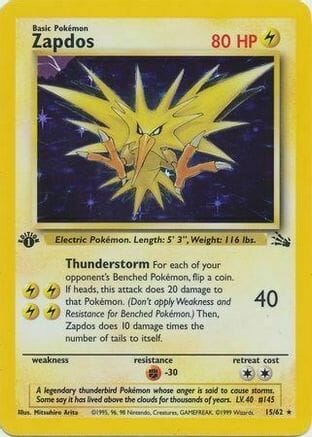 Zapdos (15/62) (Cosmos Holo) [Fossil 1st Edition] Pokemon Single Pokémon  | Multizone: Comics And Games