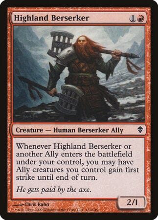 Highland Berserker [Zendikar] MTG Single Magic: The Gathering  | Multizone: Comics And Games