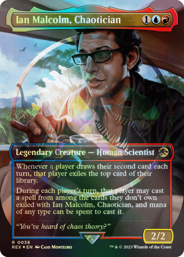 Ian Malcolm, Chaotician Emblem (Borderless) [Jurassic World Collection Tokens] MTG Single Magic: The Gathering  | Multizone: Comics And Games