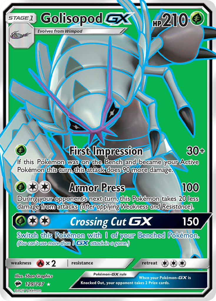 Golisopod GX (129/147) [Sun & Moon: Burning Shadows] Pokemon Single Pokémon  | Multizone: Comics And Games