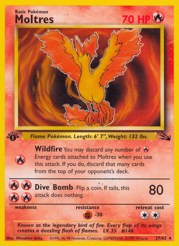 Moltres (27/62) [Fossil 1st Edition] Pokemon Single Pokémon  | Multizone: Comics And Games