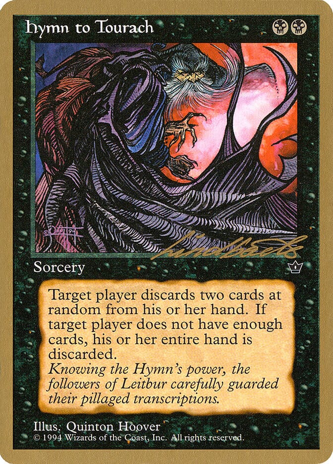Hymn to Tourach (Cloak) (Leon Lindback) [Pro Tour Collector Set] MTG Single Magic: The Gathering  | Multizone: Comics And Games