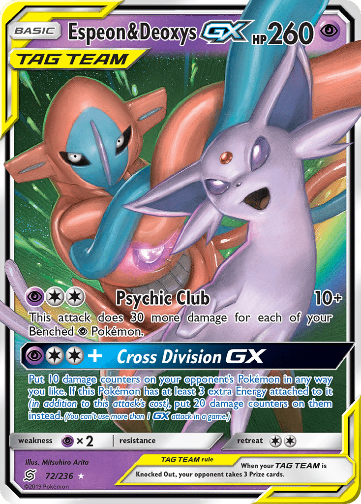 Espeon & Deoxys GX (72/236) [Sun & Moon: Unified Minds] Pokemon Single Pokémon  | Multizone: Comics And Games