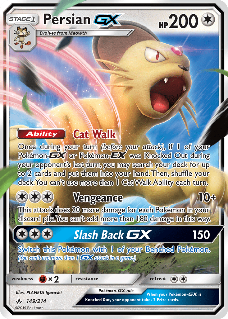Persian GX (149/214) [Sun & Moon: Unbroken Bonds] Pokemon Single Pokémon  | Multizone: Comics And Games
