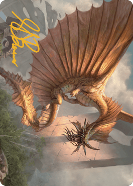 Ancient Gold Dragon Art Card (28) (Gold-Stamped Signature) [Commander Legends: Battle for Baldur's Gate Art Series] MTG Single Magic: The Gathering  | Multizone: Comics And Games