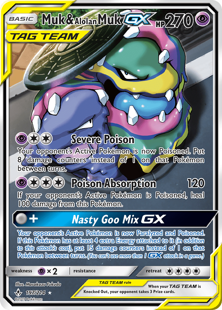 Muk & Alolan Muk GX (197/214) [Sun & Moon: Unbroken Bonds] Pokemon Single Pokémon  | Multizone: Comics And Games