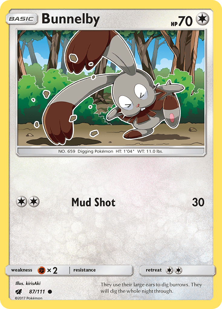 Bunnelby (87/111) [Sun & Moon: Crimson Invasion] Pokemon Single Pokémon  | Multizone: Comics And Games