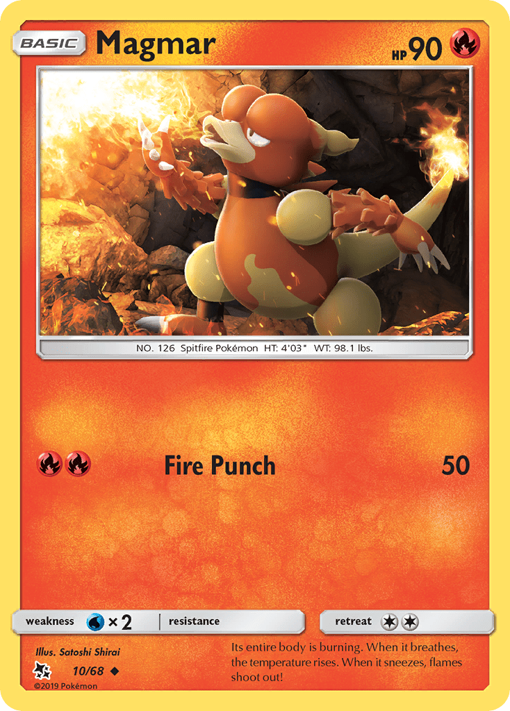 Magmar (10/68) [Sun & Moon: Hidden Fates] Pokemon Single Pokémon  | Multizone: Comics And Games